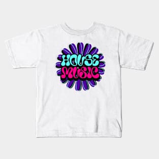 HOUSE MUSIC  - Y2K Flower (dark purple/blue) Kids T-Shirt